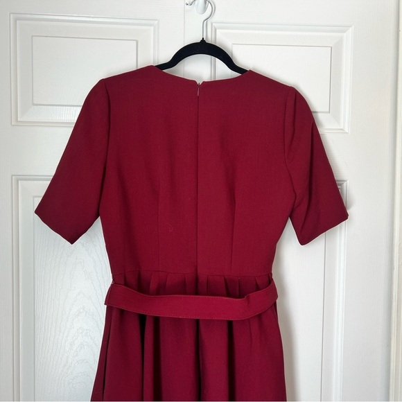 Women’s Gal Meets Glam Fit and Flare Size 4 Burgundy Dress Belted - Picture 13 of 13